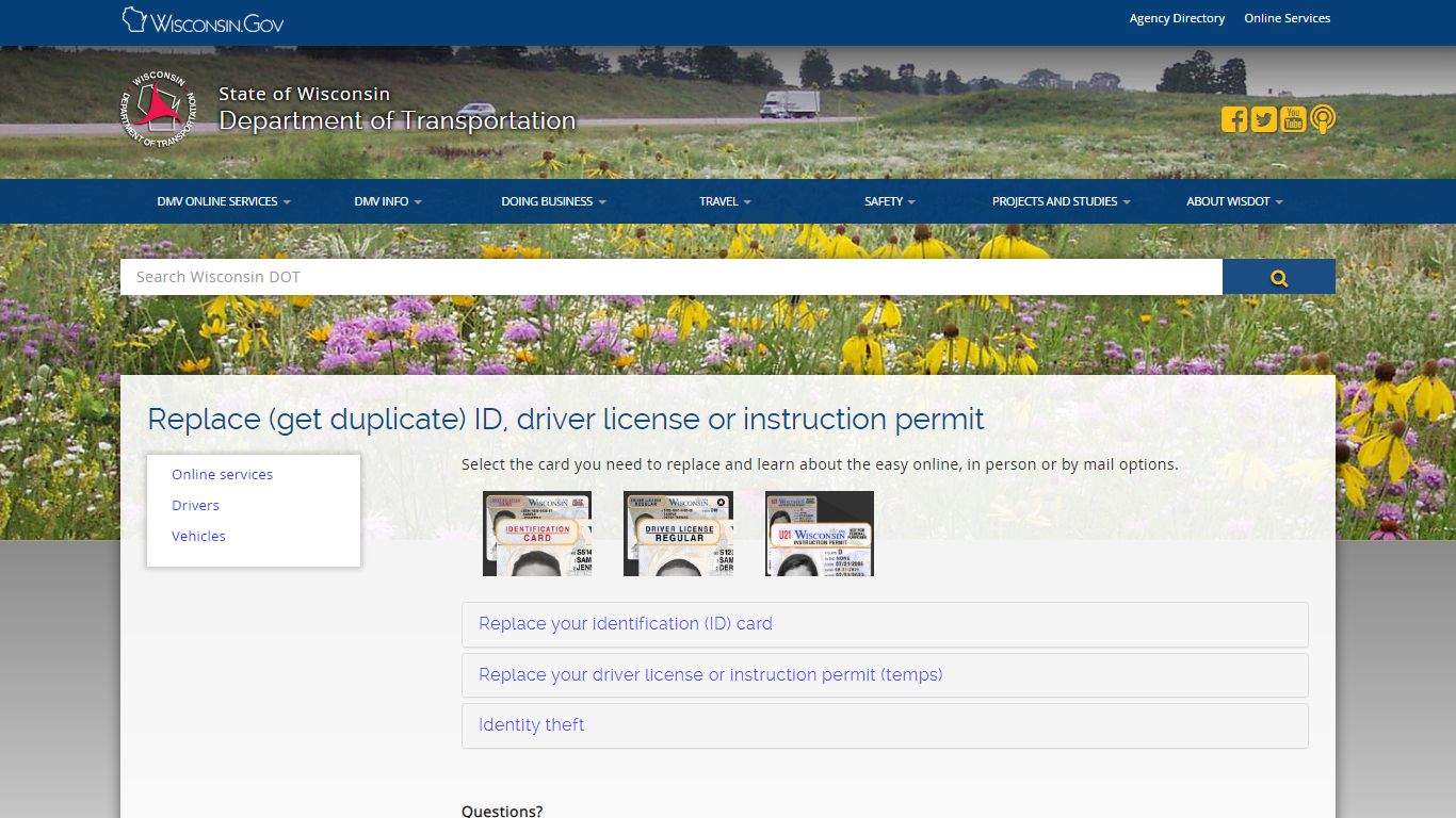 Replace (get duplicate) ID, driver license or instruction permit